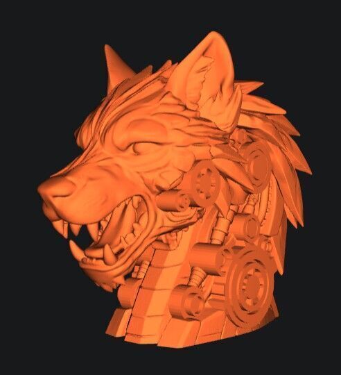 Wolf Mecha head 3D print model_2
