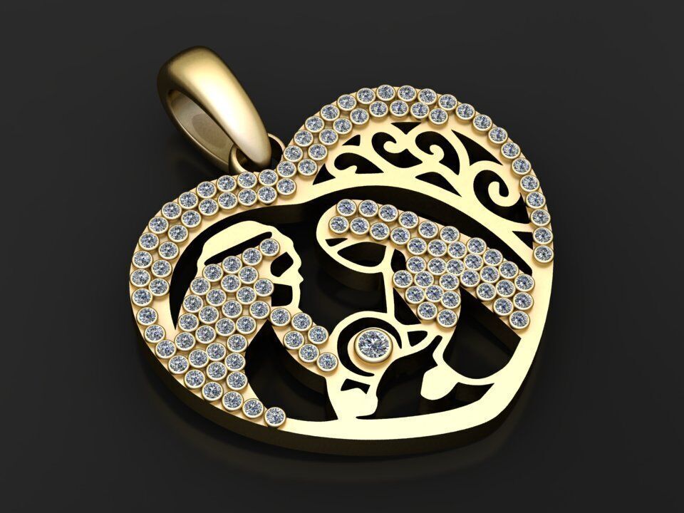 Mom  heart pendant  3D print model_1