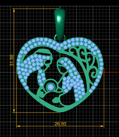 Mom  heart pendant  3D print model_4