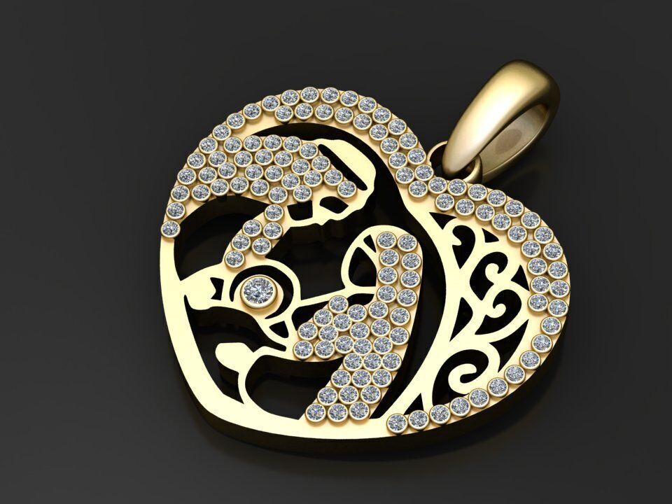 Mom  heart pendant  3D print model_2