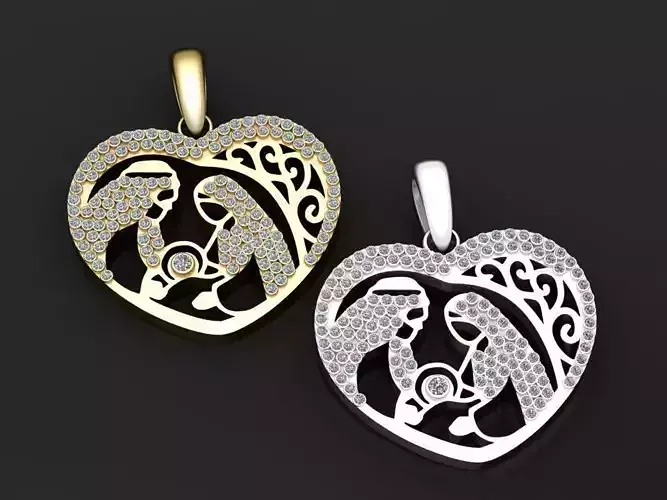 Mom  heart pendant  3D print model