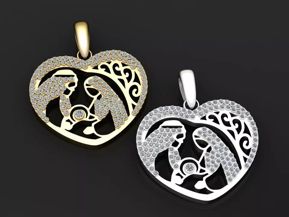 Mom  heart pendant  3D print model_0