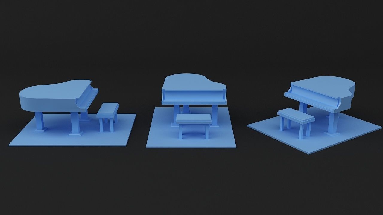 Piano three pianos 3D print model_1