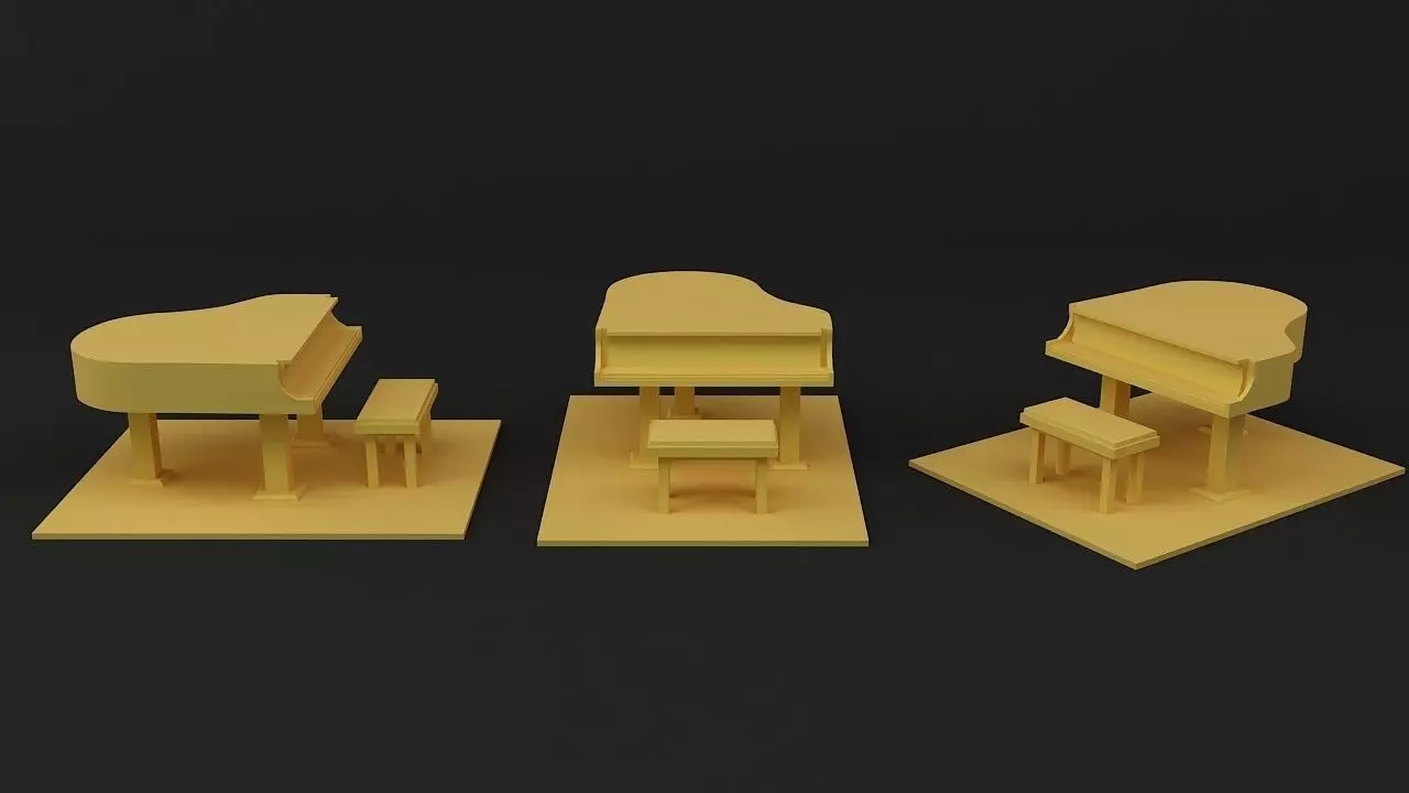 Piano three pianos 3D print model_0
