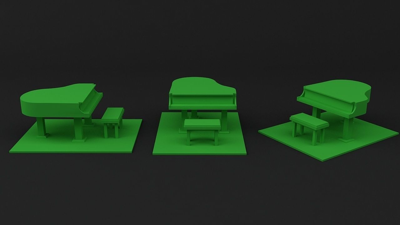 Piano three pianos 3D print model_2