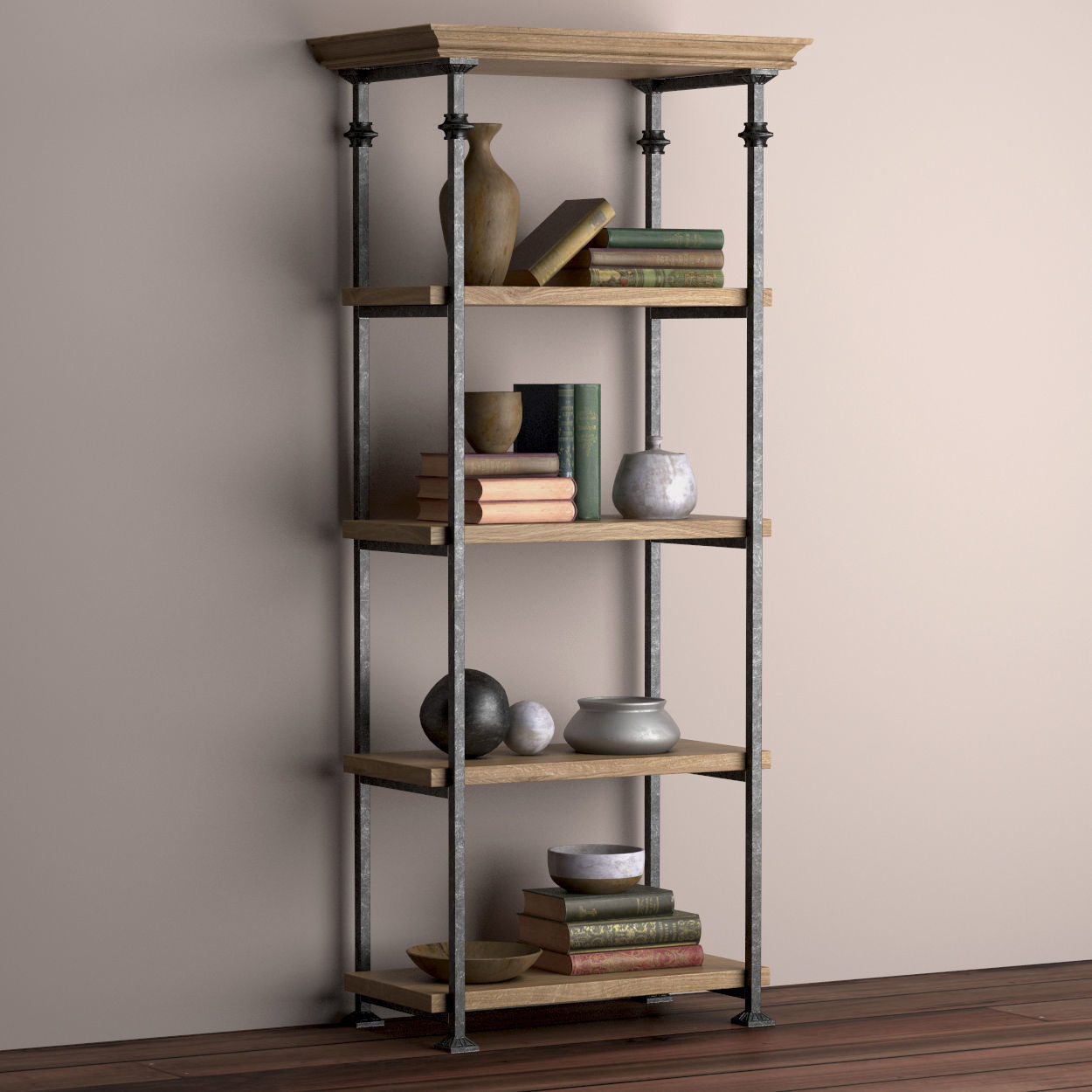 RETRO OAK RACK 3D model_2