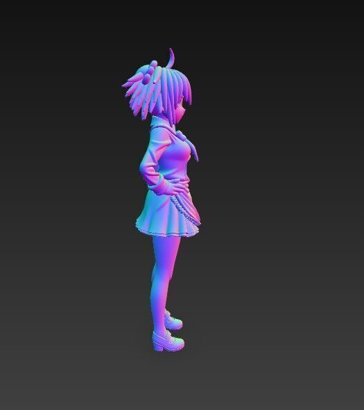 Cute Maid Girl Detailed Anime Style 3D Print Model 3D model_5