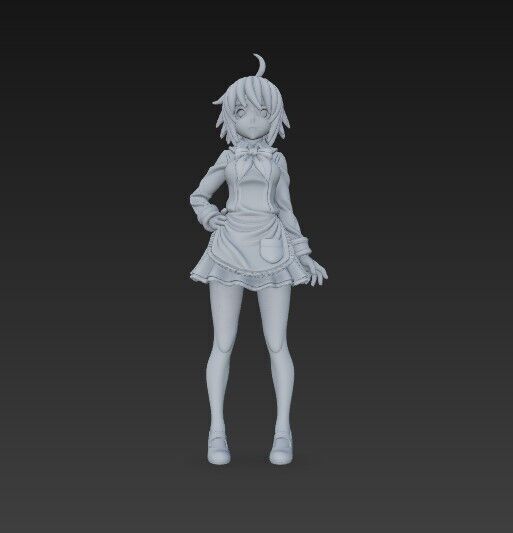 Cute Maid Girl Detailed Anime Style 3D Print Model 3D model_12