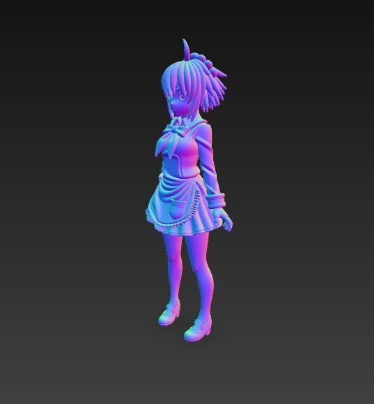 Cute Maid Girl Detailed Anime Style 3D Print Model 3D model_3
