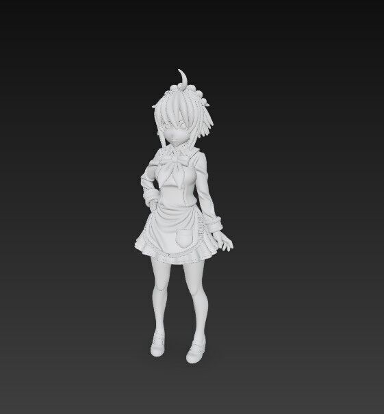 Cute Maid Girl Detailed Anime Style 3D Print Model 3D model_10