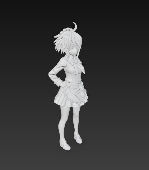 Cute Maid Girl Detailed Anime Style 3D Print Model 3D model_13