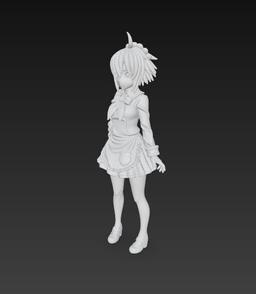 Cute Maid Girl Detailed Anime Style 3D Print Model 3D model_18