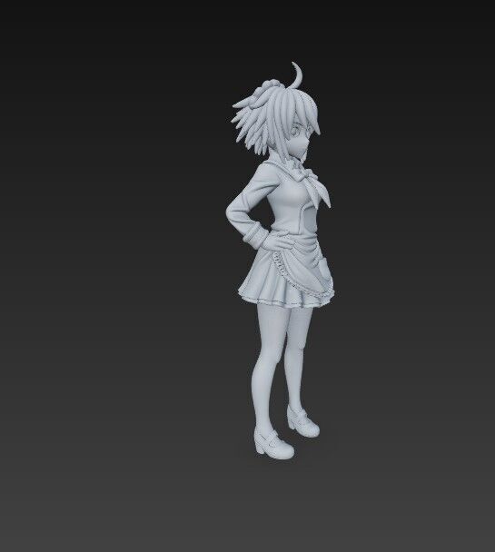 Cute Maid Girl Detailed Anime Style 3D Print Model 3D model_24