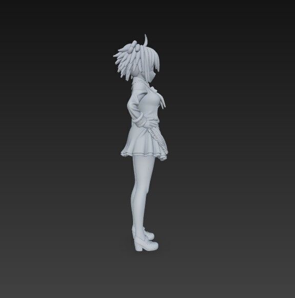 Cute Maid Girl Detailed Anime Style 3D Print Model 3D model_20