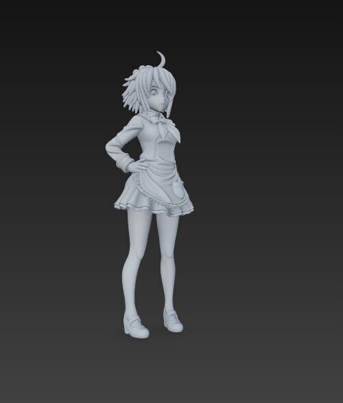 Cute Maid Girl Detailed Anime Style 3D Print Model 3D model_11