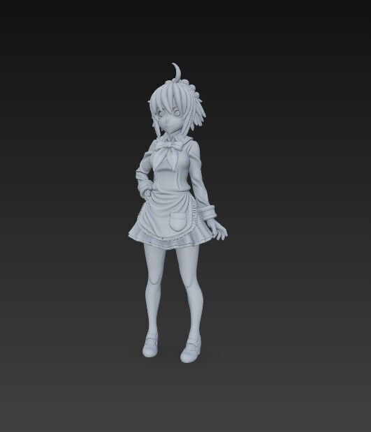 Cute Maid Girl Detailed Anime Style 3D Print Model 3D model_23