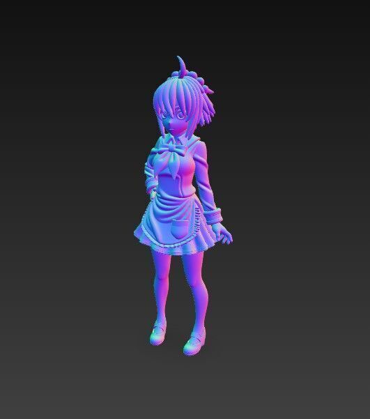 Cute Maid Girl Detailed Anime Style 3D Print Model 3D model_9
