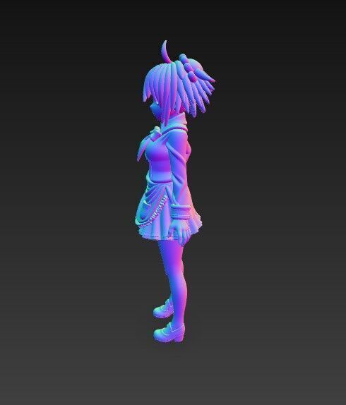 Cute Maid Girl Detailed Anime Style 3D Print Model 3D model_8