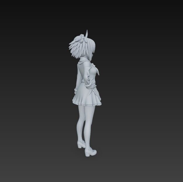 Cute Maid Girl Detailed Anime Style 3D Print Model 3D model_25