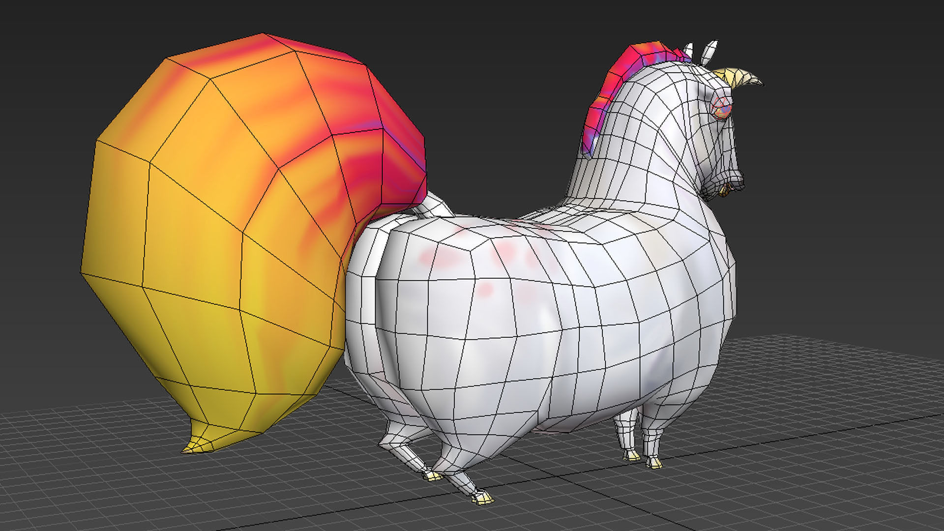 Fat Unicorn Low-poly 3D model_3