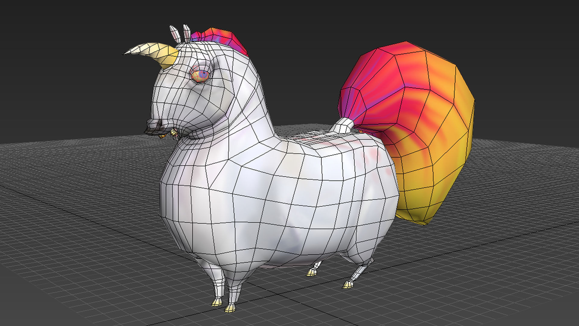Fat Unicorn Low-poly 3D model_2
