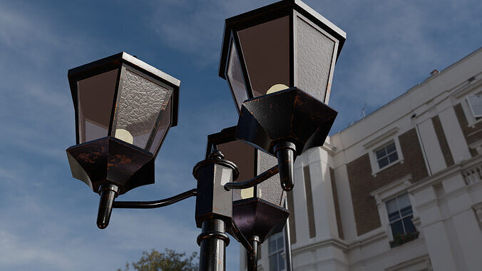 Stylized Game-Ready Street Lamp  Low Poly  PBR  4K Textures Low-poly 3D model