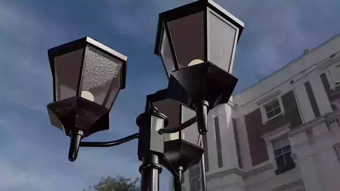 Stylized Game-Ready Street Lamp  Low Poly  PBR  4K Textures