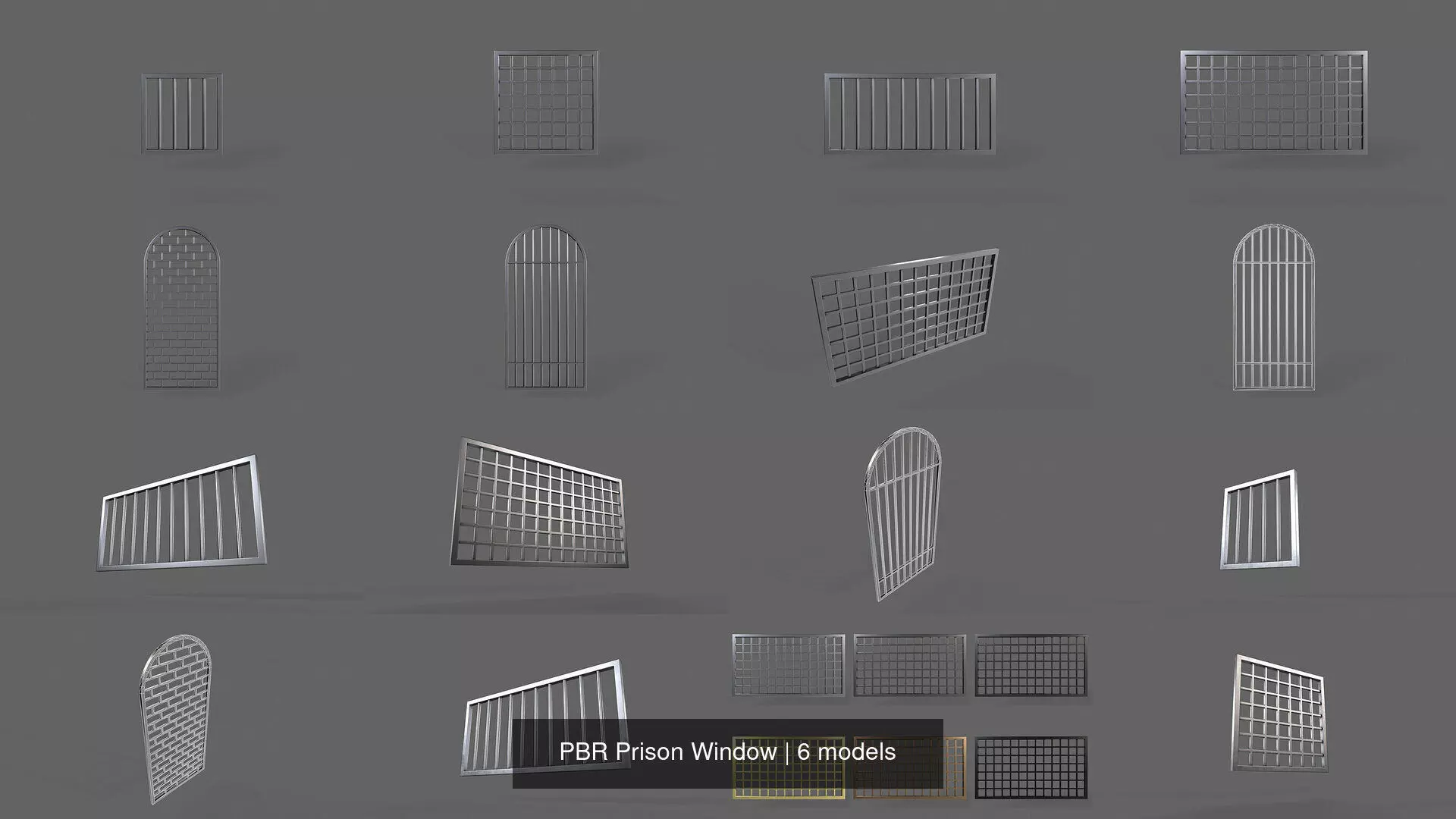 PBR Prison Window 3D Model Collection_7