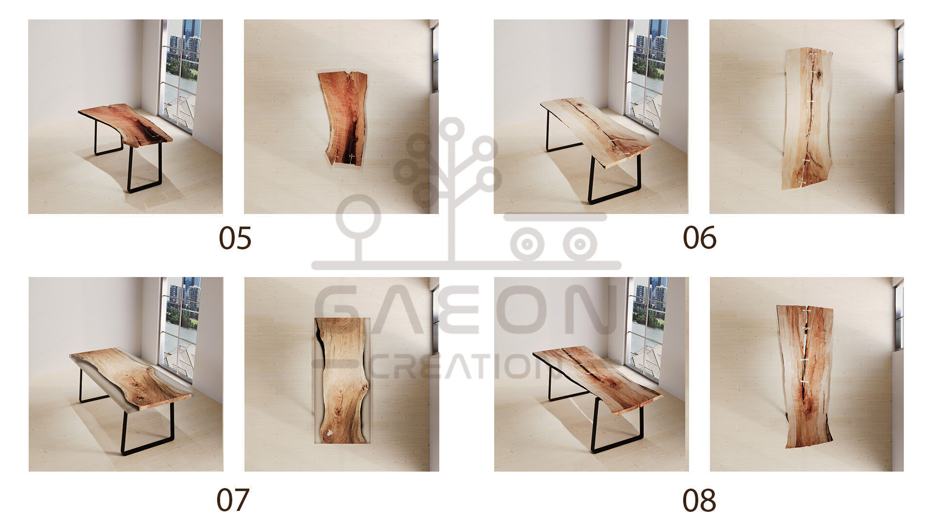 21 Natural Wood Slab Tables 3D model_2