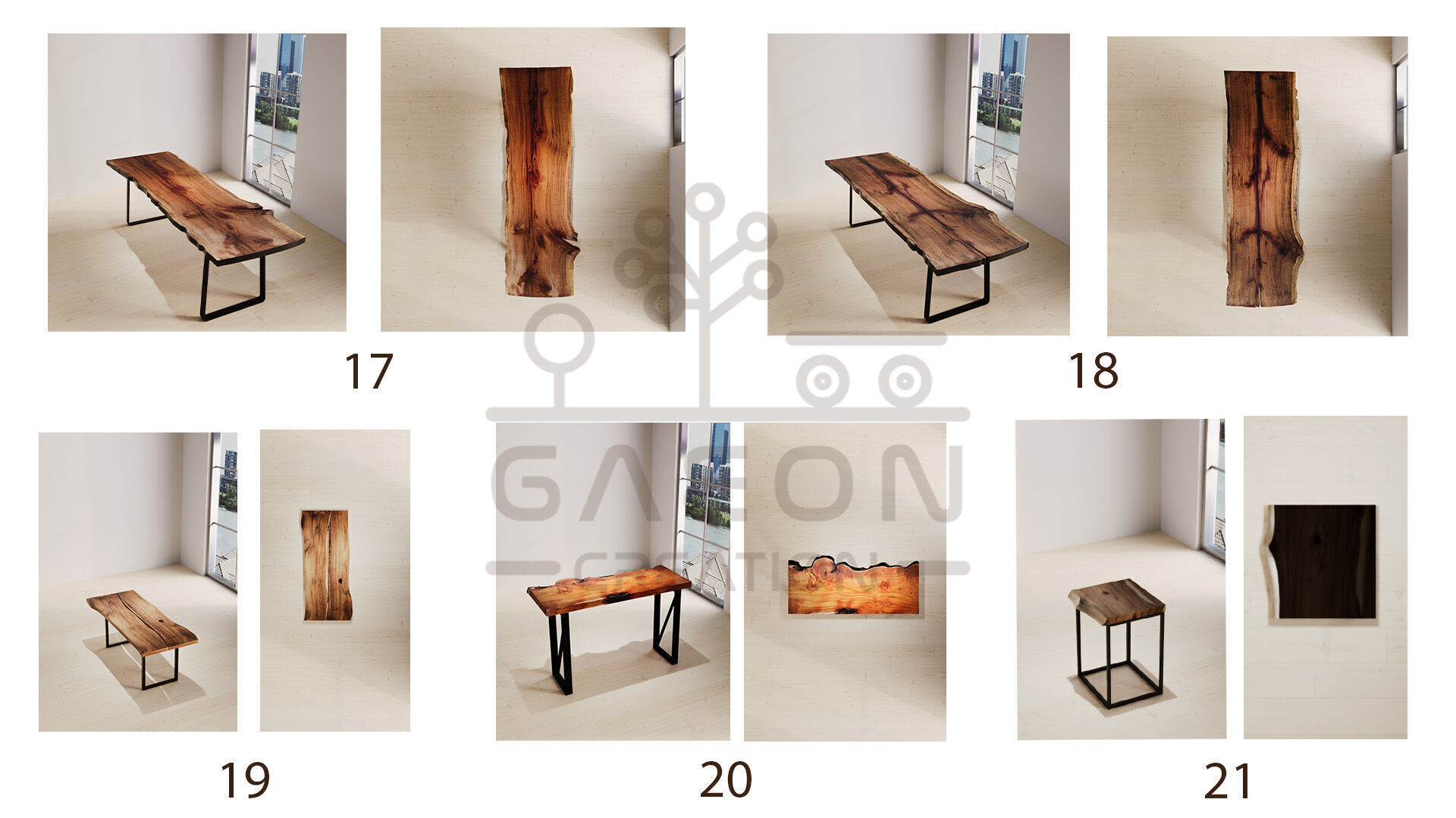 21 Natural Wood Slab Tables 3D model_5