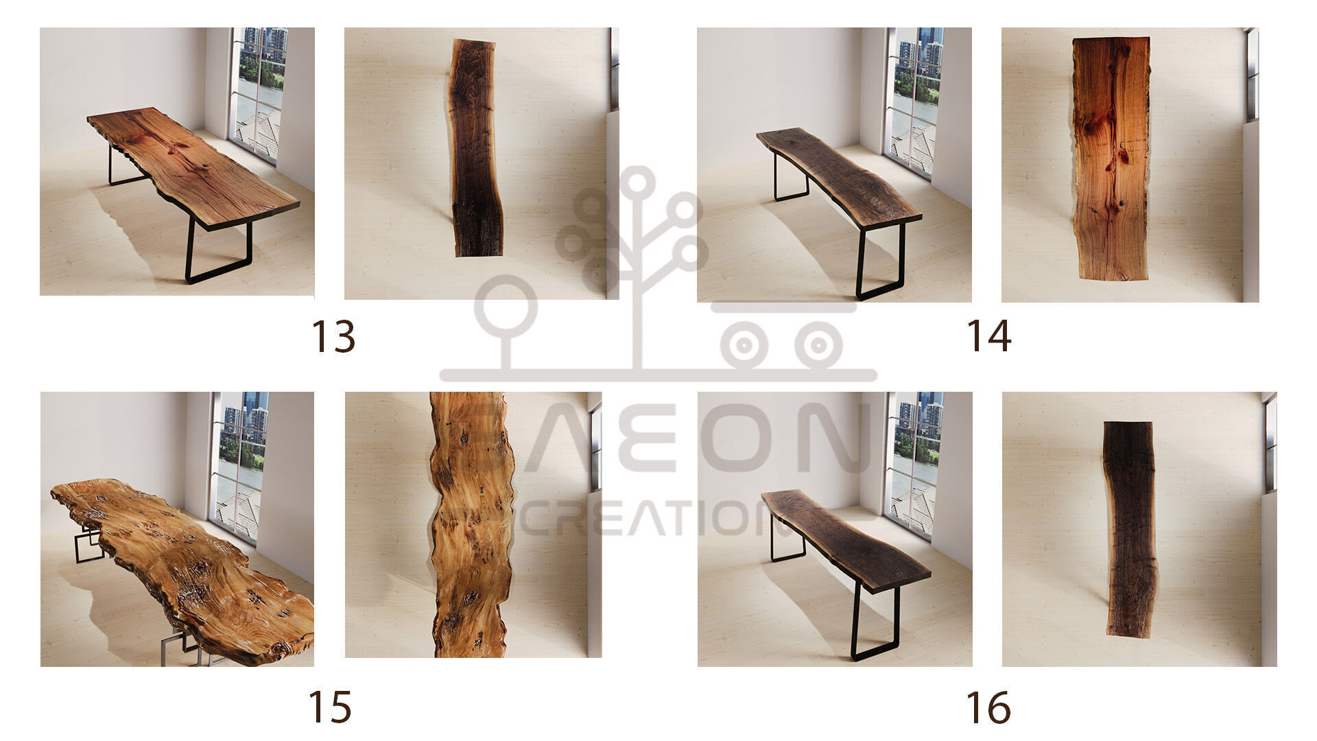 21 Natural Wood Slab Tables 3D model_4