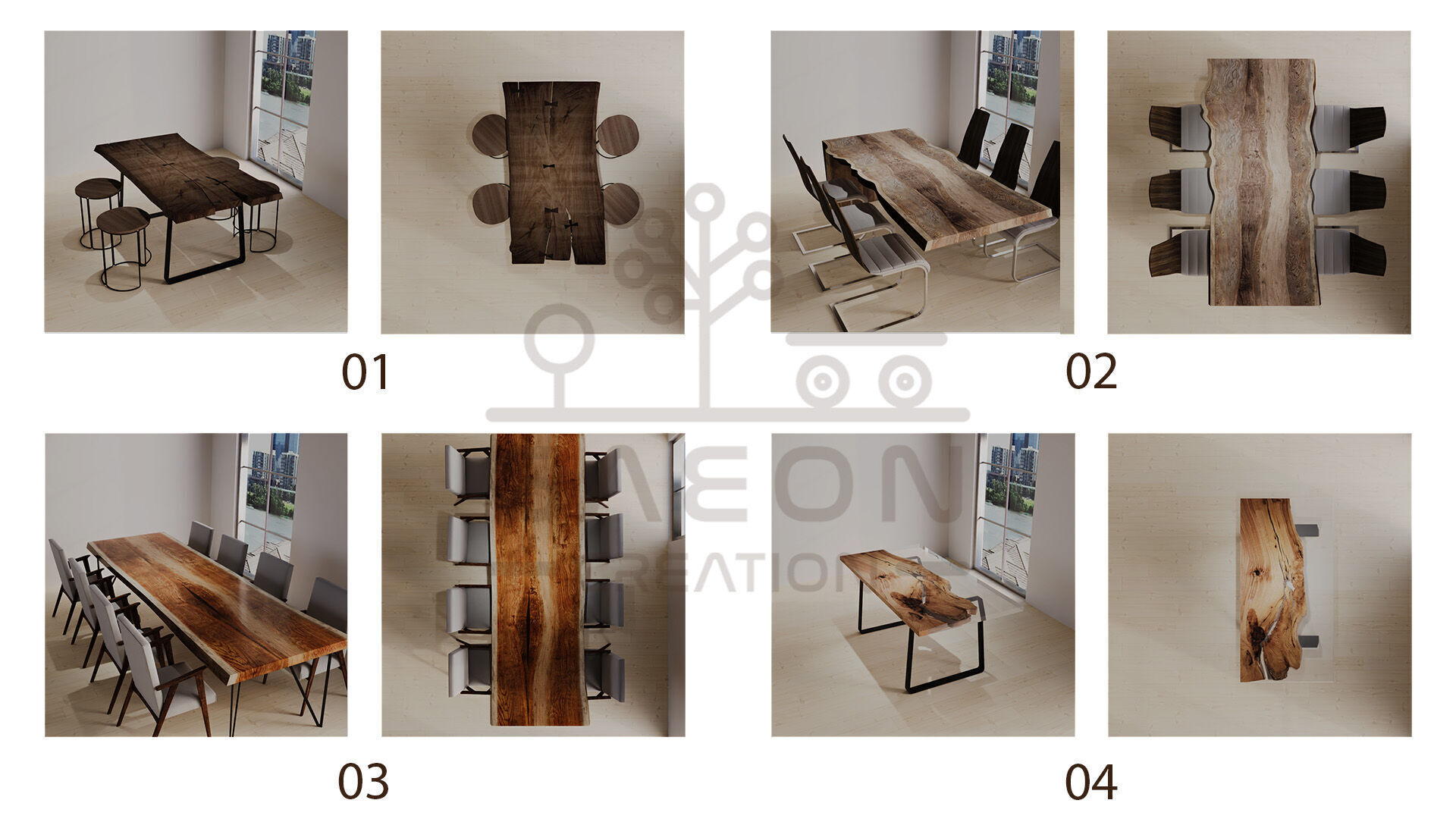 21 Natural Wood Slab Tables 3D model_1