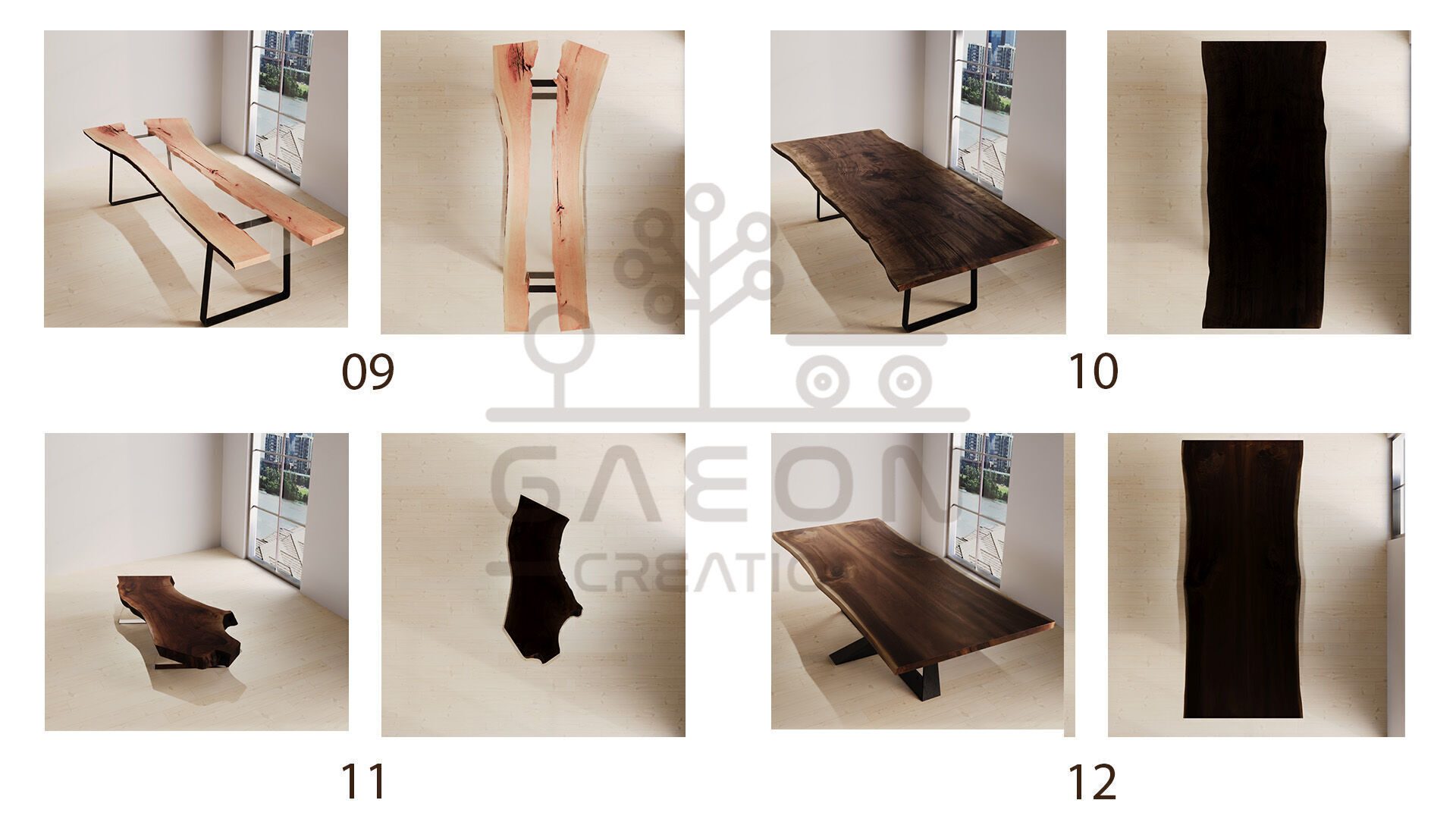 21 Natural Wood Slab Tables 3D model_3