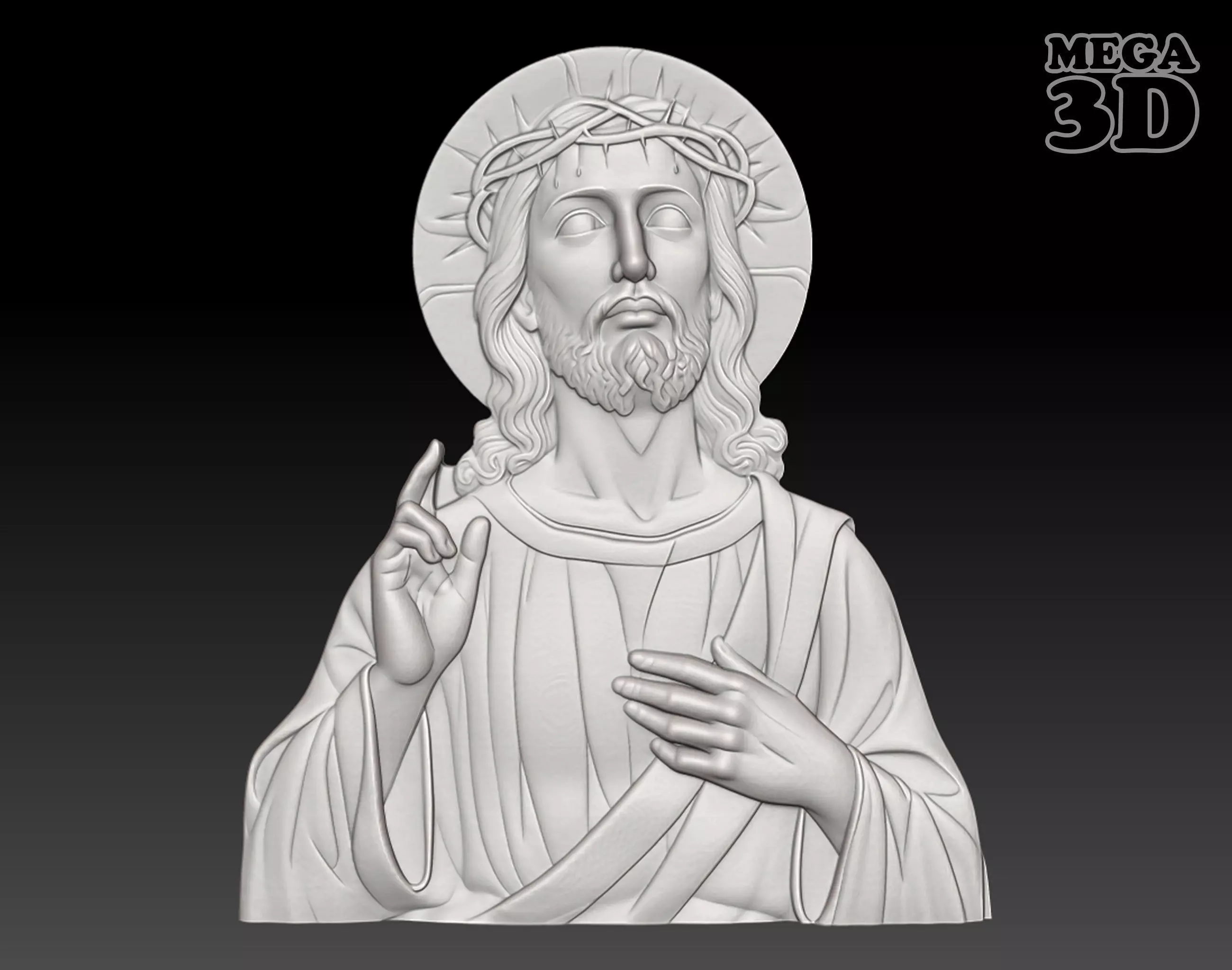 Jesus wearing a crown of thorns - 250531 3D print model_0
