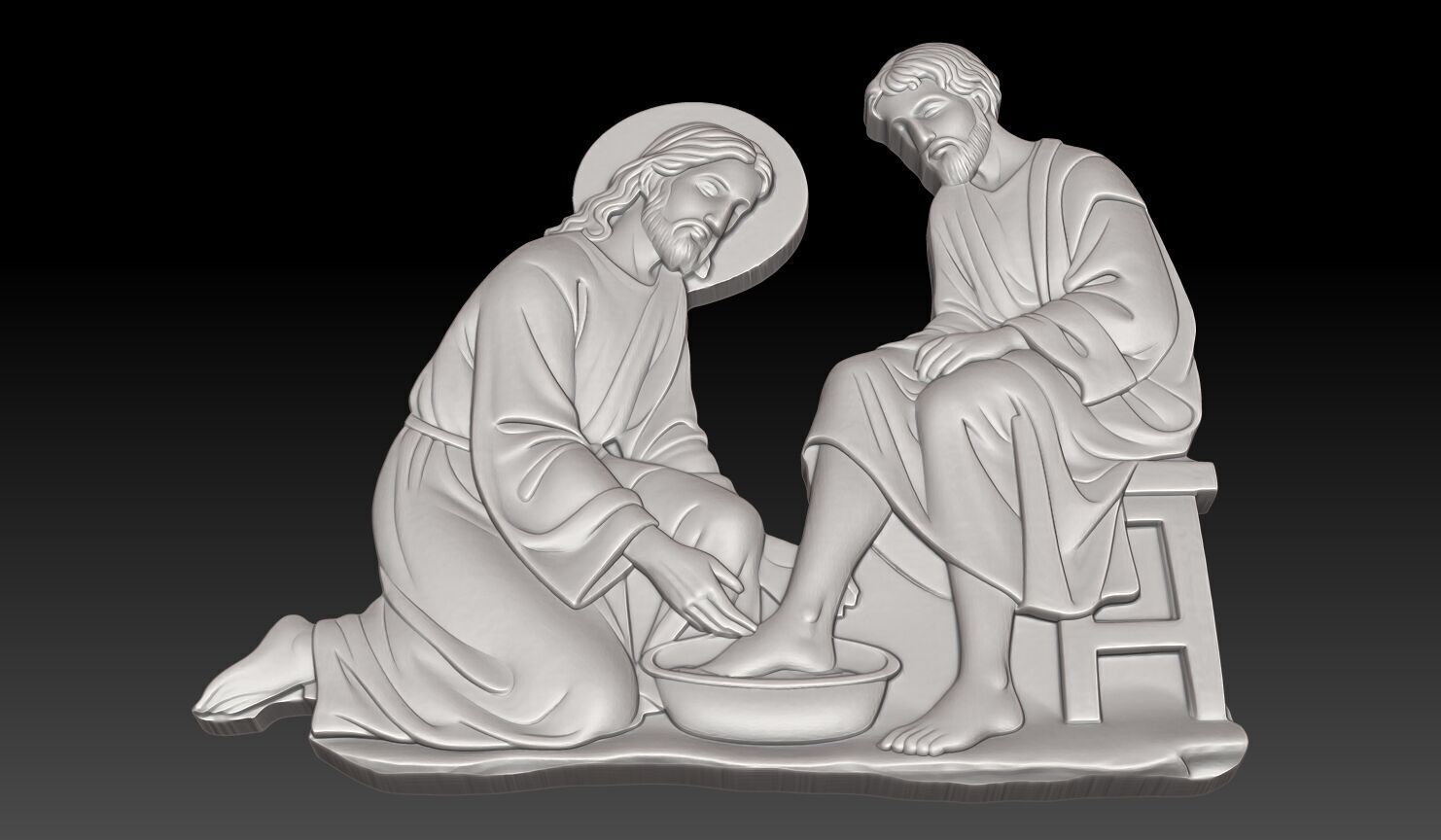 Jesus washing a disciple foot - 250531 3D print model_7