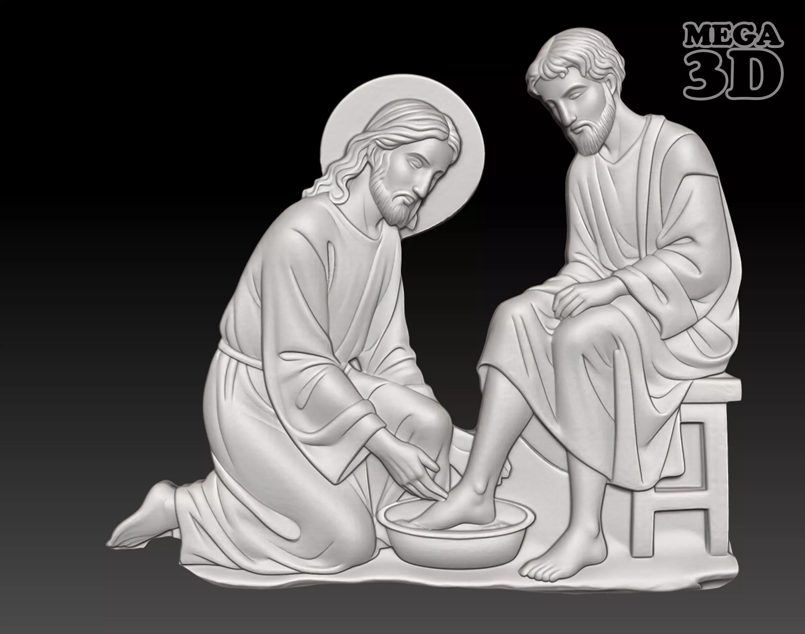 Jesus washing a disciple foot - 250531 3D print model_0