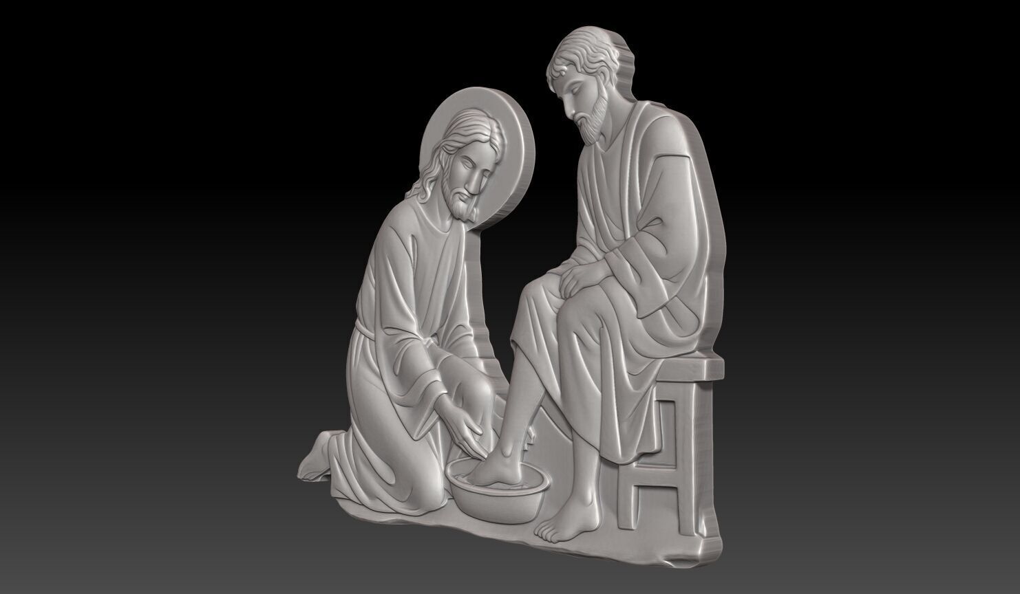 Jesus washing a disciple foot - 250531 3D print model_1