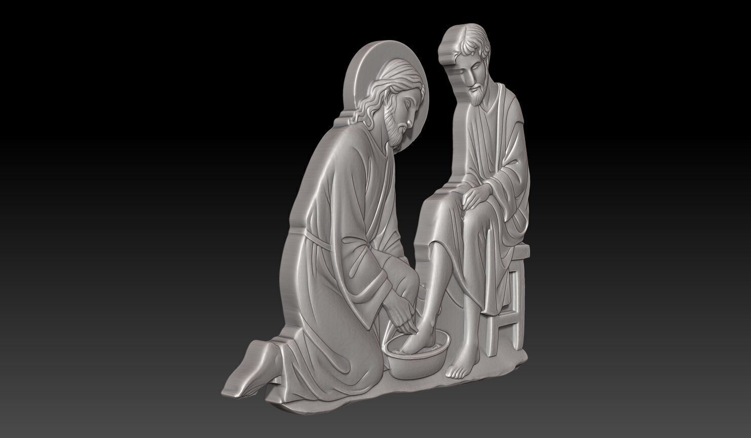 Jesus washing a disciple foot - 250531 3D print model_3