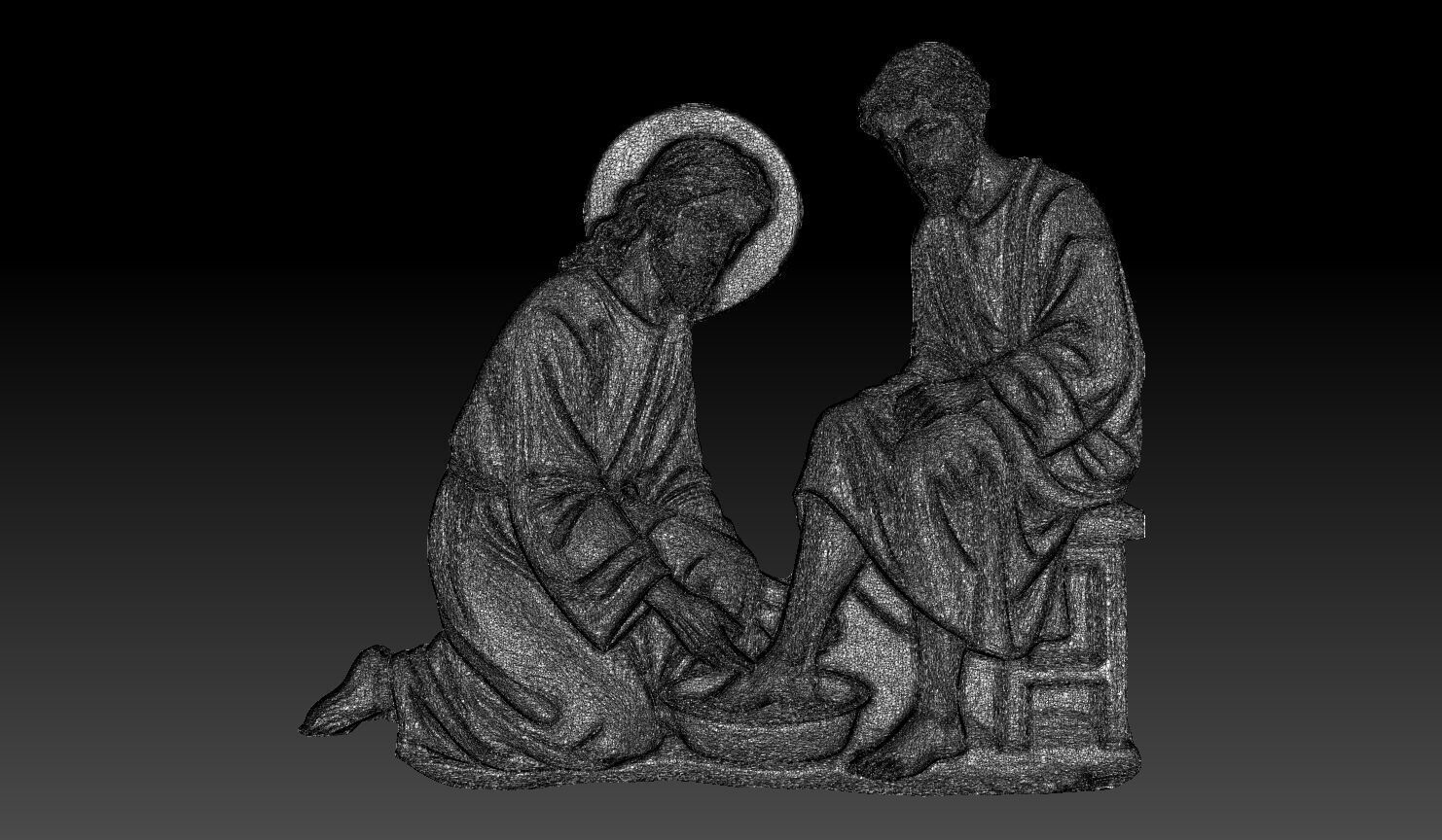 Jesus washing a disciple foot - 250531 3D print model_12