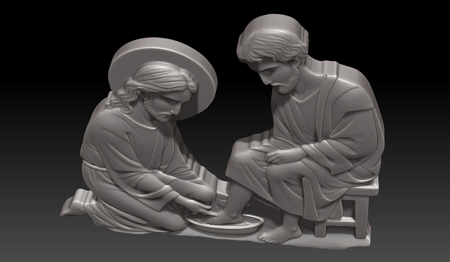 Jesus washing a disciple foot - 250531 3D print model_6