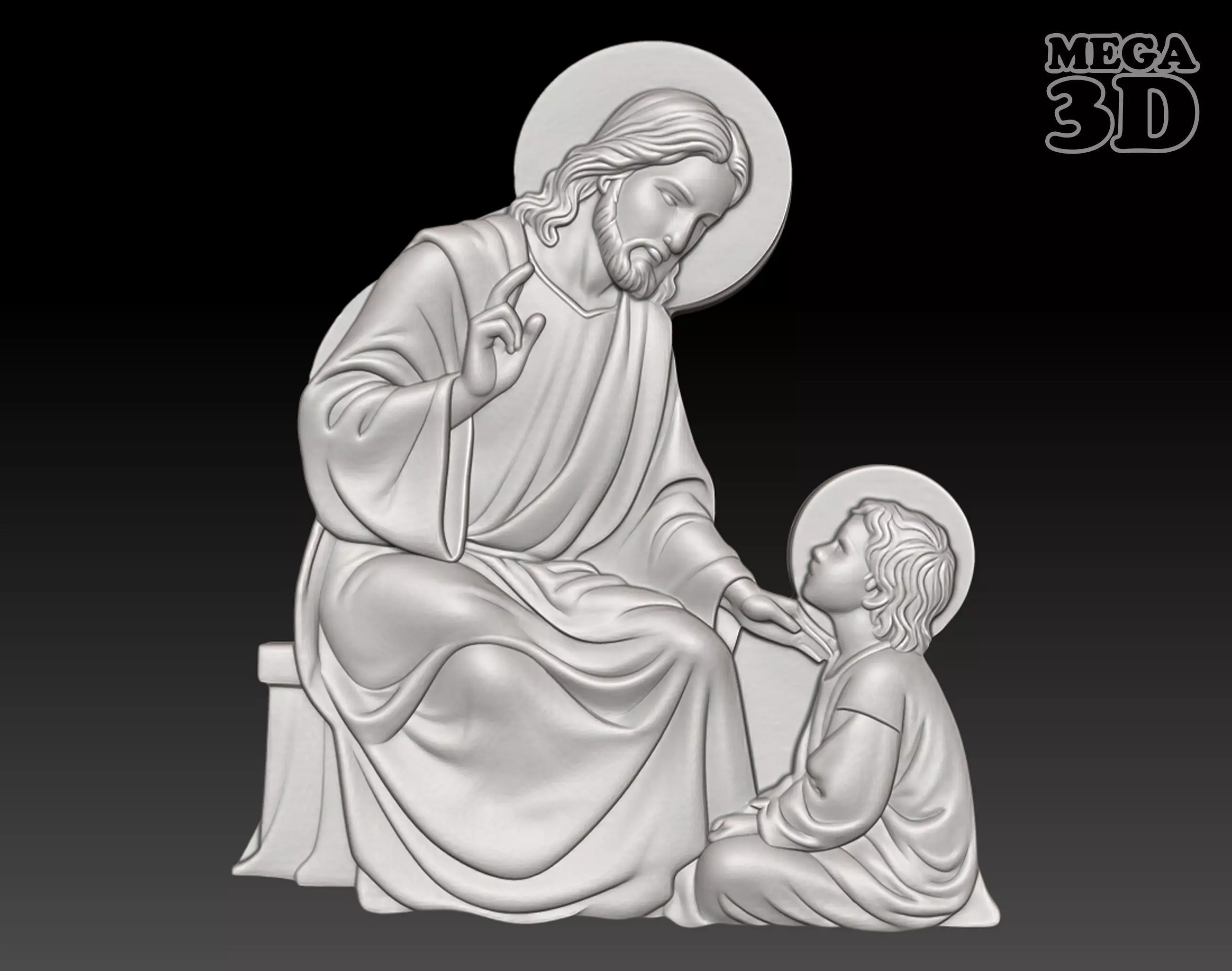 Jesus teaching children - 250531 3D print model_0