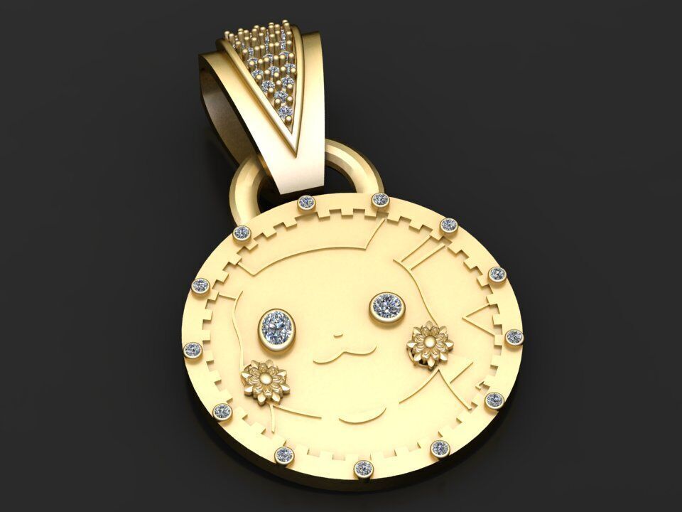 PICKACHU CARTOON CHARACTER PENDANT  3D print model_1