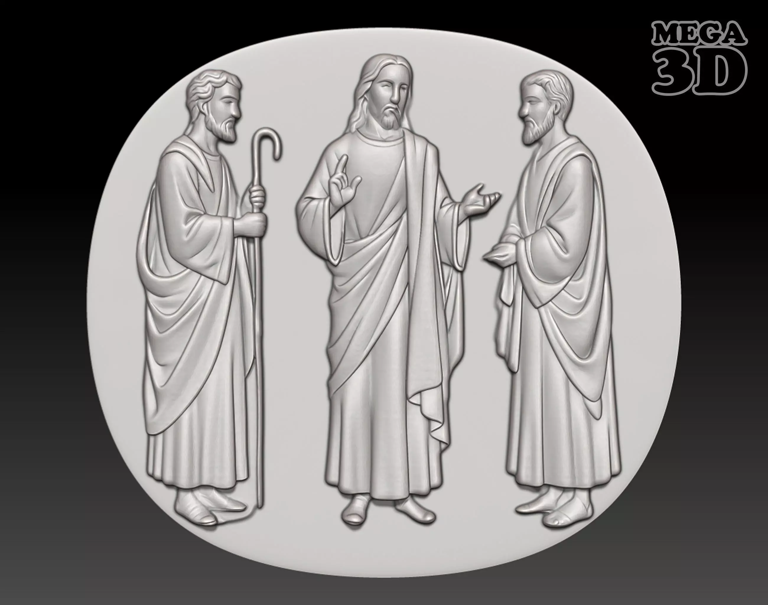 Jesus Christ with two disciples - 250531 3D print model_0