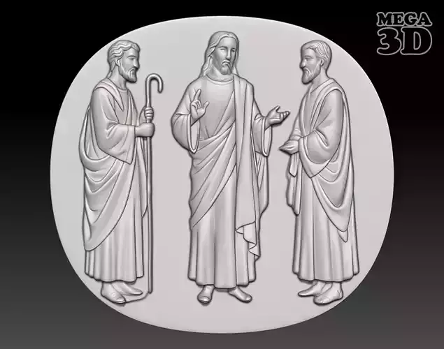 Jesus Christ with two disciples - 250531 3D print model