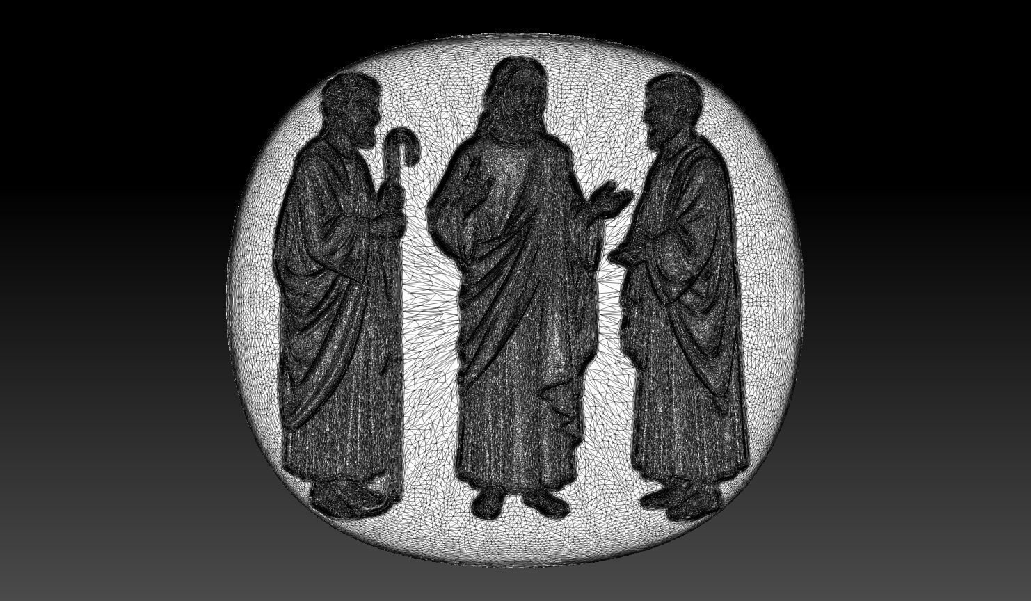 Jesus Christ with two disciples - 250531 3D print model_11