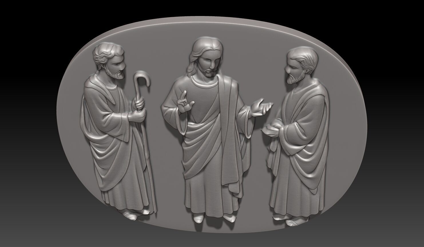 Jesus Christ with two disciples - 250531 3D print model_6