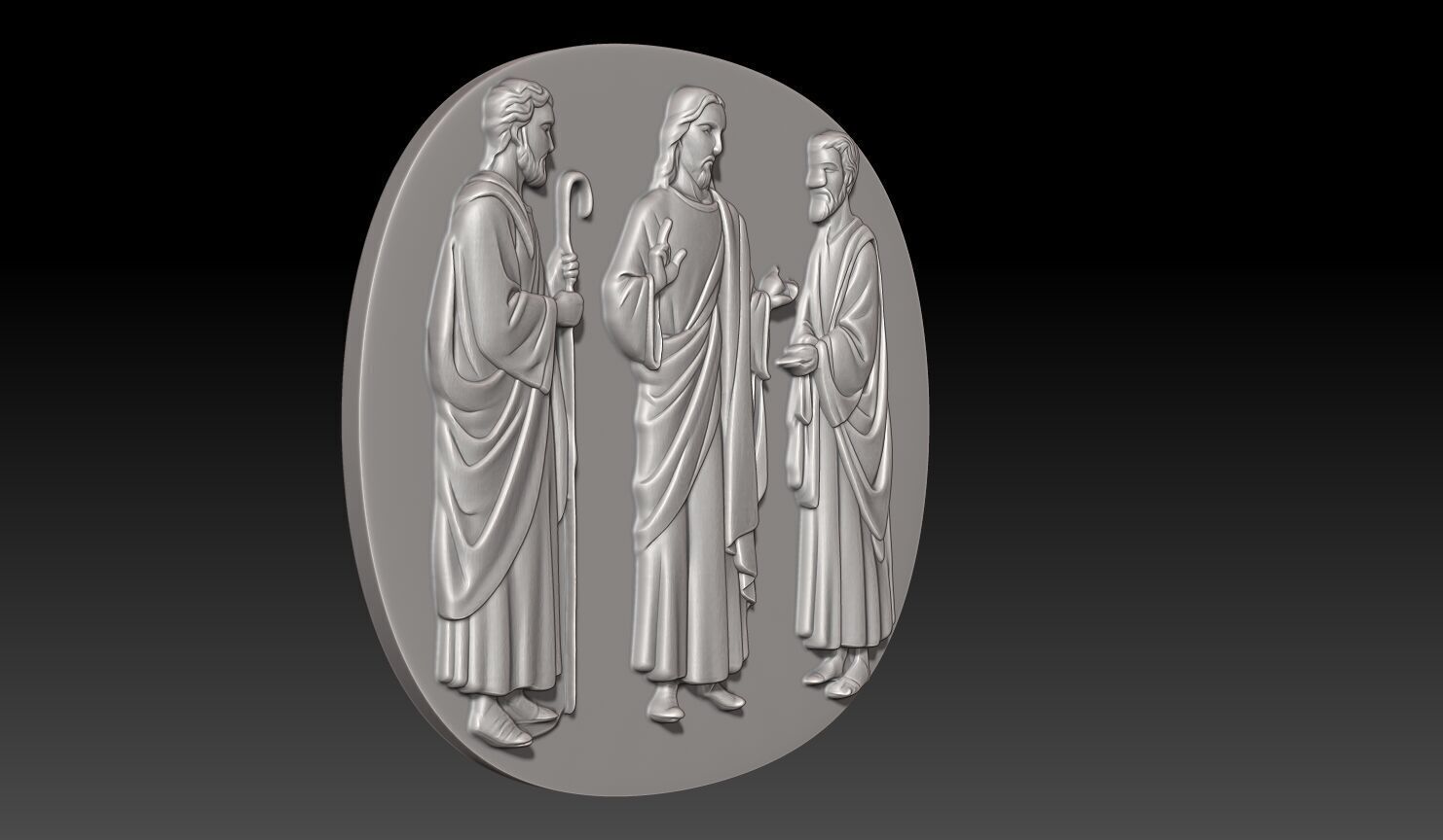 Jesus Christ with two disciples - 250531 3D print model_4