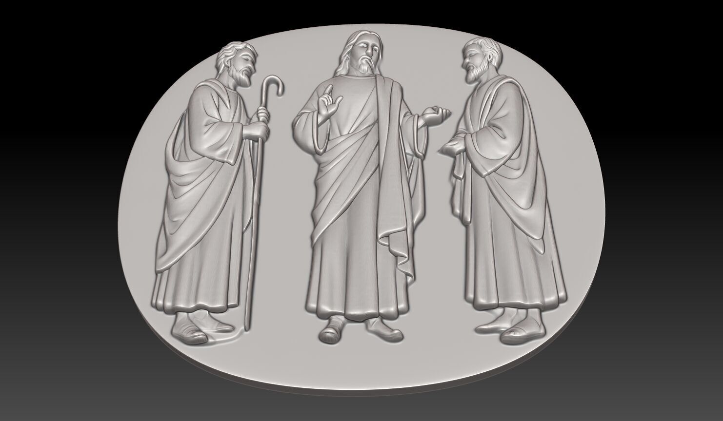 Jesus Christ with two disciples - 250531 3D print model_7