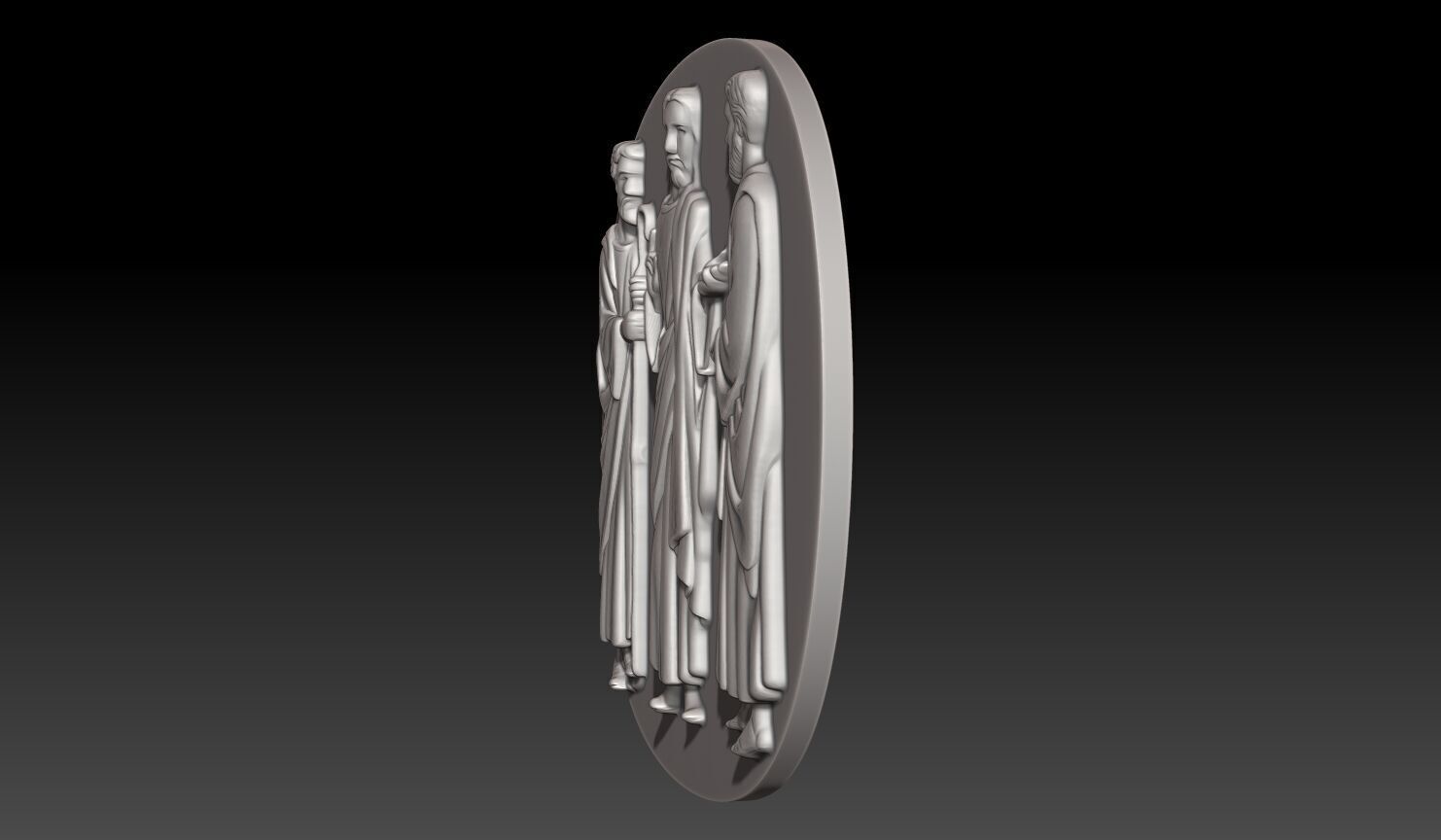 Jesus Christ with two disciples - 250531 3D print model_1