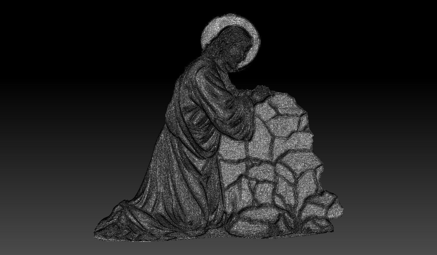 Jesus Christ praying in the Garden of Gethsemane - 250531 3D print model_11